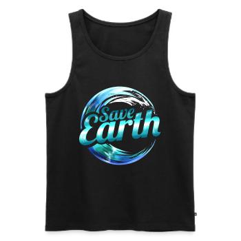 Logo Save Earth With Ocean Wave For Earth Day - Männer Premium Bio Tank Top - Schwarz - Vorne - AI Model Male 178 light (178cm)