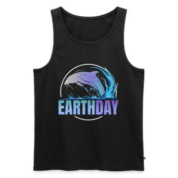 Logo Jumping Dolphin In The Waves For Earth Day - Men's Premium Organic Tank Top - black - Front - AI Model Male 178 light (178cm)
