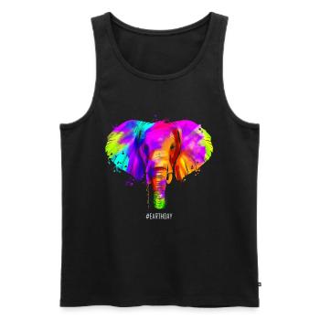 Colorful African Elephant Animal For Earth Day - Men's Premium Organic Tank Top - black - Front - Michal (187cm)