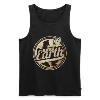 Logo Save Earth For Earth Day - Men's Premium Organic Tank Top - black - Front - AI Model Male 178 light (178cm)