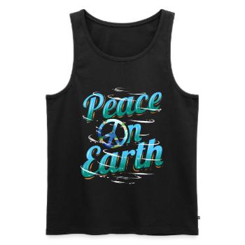 Logo La paix sur Terre pour le Jour de la Terre - Débardeur bio Premium Homme - noir - Devant - Michal (187cm)