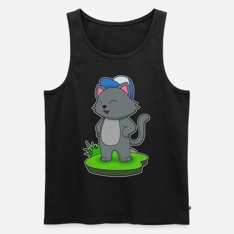 Katze Cap - Männer Premium Bio Tank Top - Schwarz