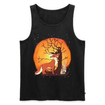 Soleil Hiver Neige Faune Renard Lapin Nature - Débardeur bio Premium Homme - noir - Devant - Michal (187cm)