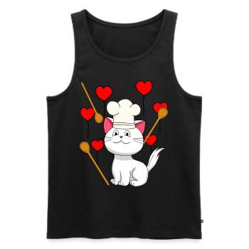 Cat Chef Birthday Gift Hobby Chef Cooking - Men's Premium Organic Tank Top - black - Front - Michal (187cm)