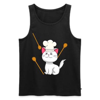 Cat Chef Chef's Hat Birthday Gift Cooking - Men's Premium Organic Tank Top - black - Front - AI Model Male 178 light (178cm)