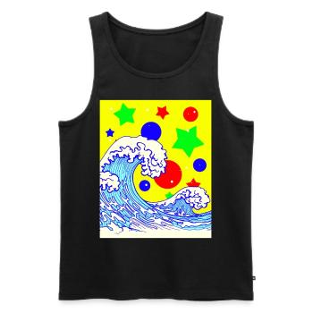 Clowncore Aesthetic Great Wave Off Kanagawa - Men's Premium Organic Tank Top - black - Front - Michal (187cm)