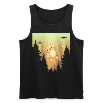 Cryptidcore Aesthetic Kawaii Bear UFO - Männer Premium Bio Tank Top - Schwarz - Vorne - Michal (187cm)