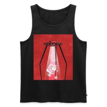 Cryptidcore Esthétique Lait de fraise UFO - Débardeur bio Premium Homme - noir - Devant - Michal (187cm)