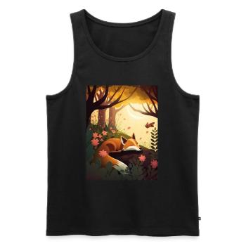 Fix und Foxi Fuchs Spruch Schlafshirt Kuscheln - Männer Premium Bio Tank Top - Schwarz - Vorne - AI Model Male 178 light (178cm)