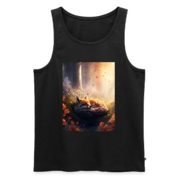Fix und Foxi Fuchs Spruch Schlafshirt Kuscheln - Männer Premium Bio Tank Top - Schwarz - Vorne - AI Model Male 178 light (178cm)