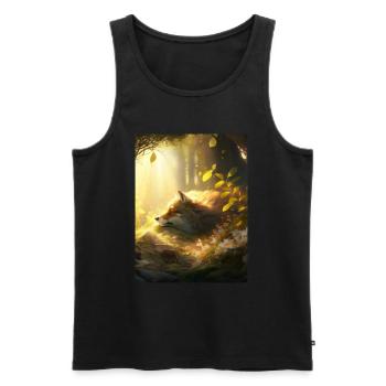 Fix und Foxi Fuchs Spruch Schlafshirt Kuscheln - Männer Premium Bio Tank Top - Schwarz - Vorne - AI Model Male 178 light (178cm)