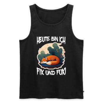 Fix und Foxi Fuchs Spruch Schlafshirt Kuscheln - Männer Premium Bio Tank Top - Schwarz - Vorne - AI Model Male 178 light (178cm)