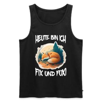 Fix und Foxi Fuchs Spruch Schlafshirt Kuscheln - Männer Premium Bio Tank Top - Schwarz - Vorne - AI Model Male 178 light (178cm)