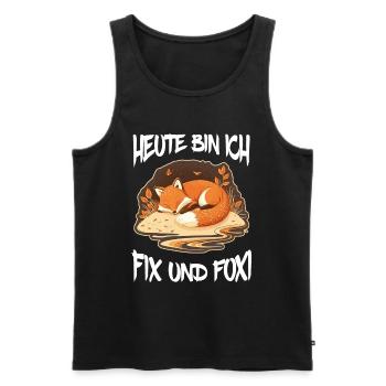 Fix und Foxi Fuchs Spruch Schlafshirt Kuscheln - Männer Premium Bio Tank Top - Schwarz - Vorne - AI Model Male 178 light (178cm)