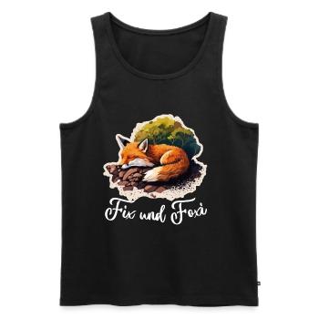 Fix und Foxi Fuchs Spruch Schlafshirt Kuscheln - Männer Premium Bio Tank Top - Schwarz - Vorne - AI Model Male 178 light (178cm)