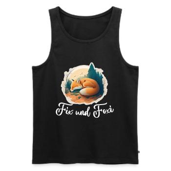 Fix und Foxi Fuchs Spruch Schlafshirt Kuscheln - Männer Premium Bio Tank Top - Schwarz - Vorne - AI Model Male 178 light (178cm)
