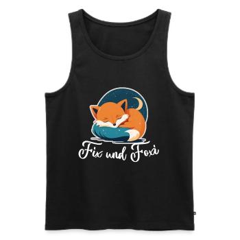 Fix und Foxi Fuchs Spruch Schlafshirt Kuscheln - Männer Premium Bio Tank Top - Schwarz - Vorne - AI Model Male 178 light (178cm)