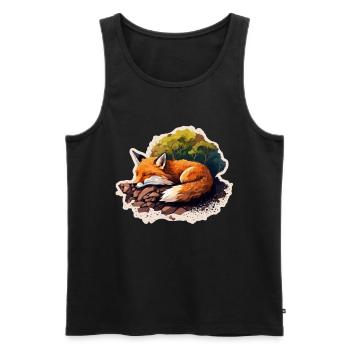 Fix und Foxi Fuchs Spruch Schlafshirt Kuscheln - Männer Premium Bio Tank Top - Schwarz - Vorne - AI Model Male 178 light (178cm)