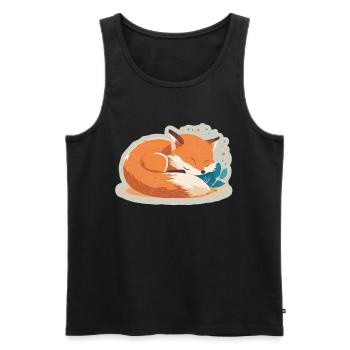 Fix und Foxi Fuchs Spruch Schlafshirt Kuscheln - Männer Premium Bio Tank Top - Schwarz - Vorne - AI Model Male 178 light (178cm)