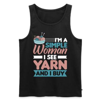 Handarbeit Stricken lustiger Strick Spruch - Männer Premium Bio Tank Top - Schwarz - Vorne - Michal (187cm)