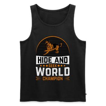 Versteck-Weltmeister - Männer Premium Bio Tank Top - Schwarz - Vorne - AI Model Male 178 light (178cm)