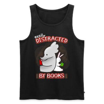 Bücherwurm, Spruch mit Elefant und Hase Bücher - Männer Premium Bio Tank Top - Schwarz - Vorne - Michal (187cm)