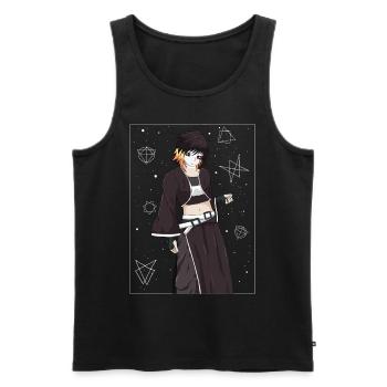 Angura Kei Sombre Japonais Esthétique Gothique - Débardeur bio Premium Homme - noir - Devant - AI Model Male 178 light (178cm)