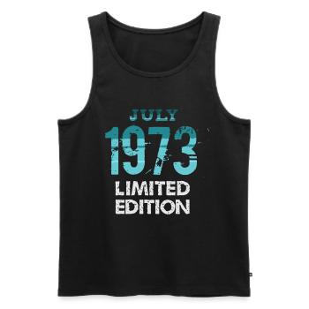 July 1973 Limited Edition - Men's Premium Organic Tank Top - black - Front - AI Model Male 178 light (178cm)