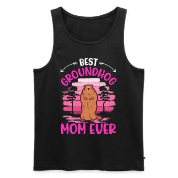 Murmeltier Mama Groundhog Mom Woodchuck - Men's Premium Organic Tank Top - black - Front - Michal (187cm)