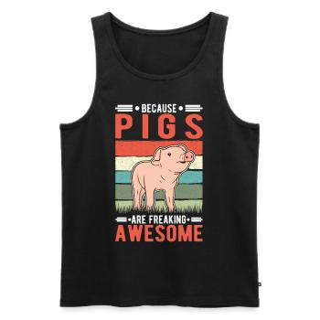 Because Pigs are freaking awesome Schweine - Men's Premium Organic Tank Top - black - Front - AI Model Male 178 light (178cm)