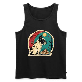 Französische Bulldogge Mops Hund Pizza Frenchie - Männer Premium Bio Tank Top - Schwarz - Vorne - Michal (187cm)