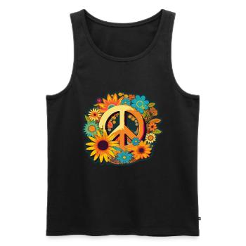 Frieden Zeichen Blumen Pflanzen Abstrakt Peace - Männer Premium Bio Tank Top - Schwarz - Vorne - AI Model Male 178 light (178cm)
