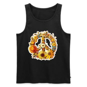 Frieden Zeichen Blumen Pflanzen Abstrakt Peace - Männer Premium Bio Tank Top - Schwarz - Vorne - AI Model Male 178 light (178cm)