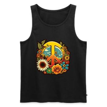 Frieden Zeichen Blumen Pflanzen Abstrakt Peace - Männer Premium Bio Tank Top - Schwarz - Vorne - AI Model Male 178 light (178cm)