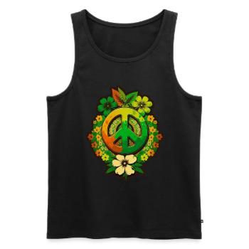 Frieden Zeichen Blumen Pflanzen Abstrakt Peace - Männer Premium Bio Tank Top - Schwarz - Vorne - AI Model Male 178 light (178cm)