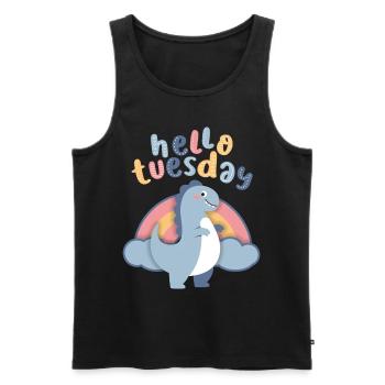 Kawaii Dinosaurier, Regebogen Hello-Tuesday Spruch - Männer Premium Bio Tank Top - Schwarz - Vorne - AI Model Male 178 light (178cm)