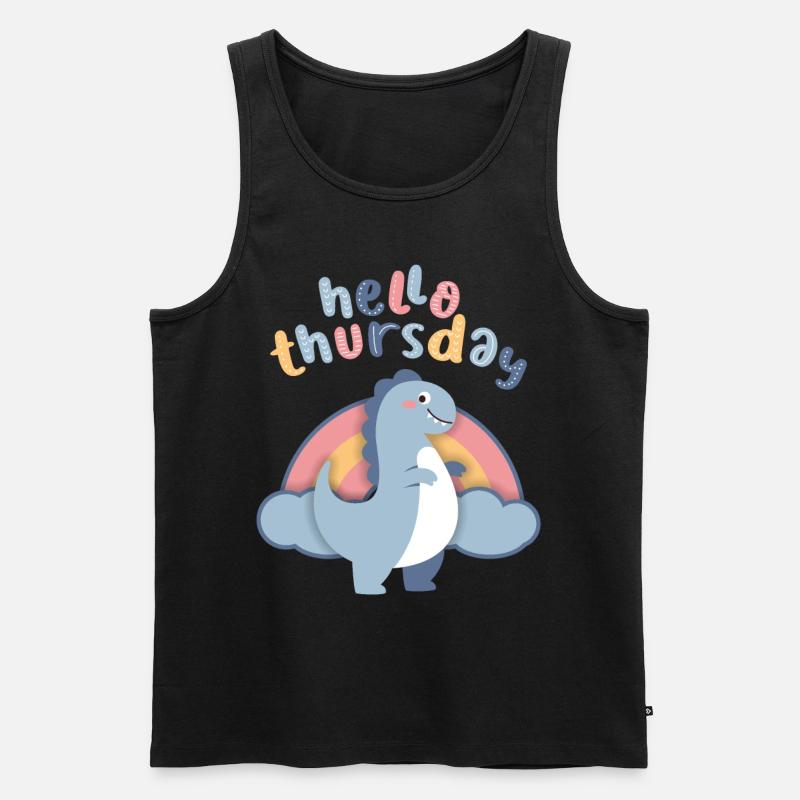 Kawaii Dinosaurier. Regenbogen, Hello-Thursday - Männer Premium Bio Tank Top - Schwarz