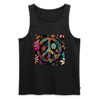 Hippie Festival Love Vintage Peace Sign - Débardeur bio Premium Homme - noir - Devant - Michal (187cm)