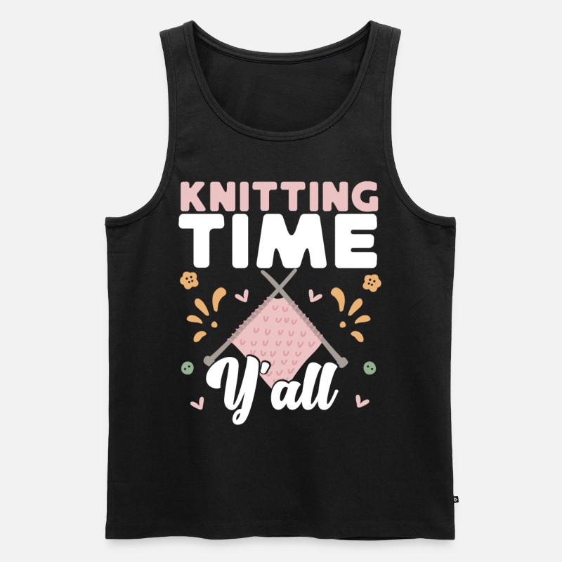 Knitting Knitter Knitting Time - Männer Premium Bio Tank Top - Schwarz
