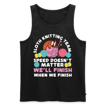 Knitting Knitter Sloth Sloth - Men's Premium Organic Tank Top - black - Front - Michal (187cm)
