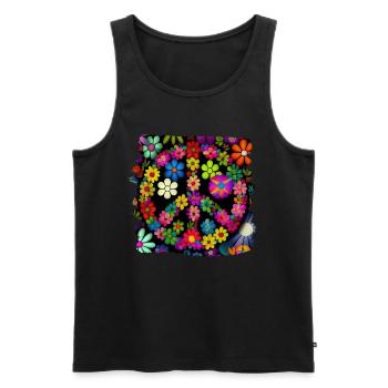 Hippie Festival Love Vintage Peace Sign - Débardeur bio Premium Homme - noir - Devant - Michal (187cm)