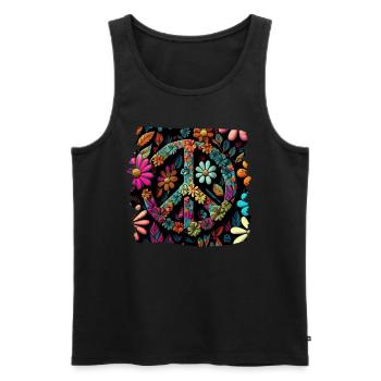 Hippie Festival Love Vintage Peace Sign - Débardeur bio Premium Homme - noir - Devant - Michal (187cm)