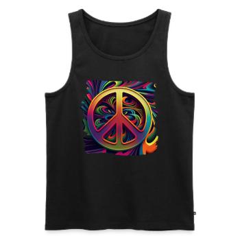 Hippie Festival Love Vintage Peace Sign - Débardeur bio Premium Homme - noir - Devant - Michal (187cm)