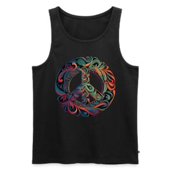 Hippie Festival Love Vintage Peace Sign - Débardeur bio Premium Homme - noir - Devant - Michal (187cm)