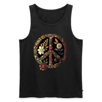 Hippie Festival Love Vintage Peace Sign - Débardeur bio Premium Homme - noir - Devant - Michal (187cm)