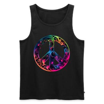 Hippie Festival Love Vintage Peace Sign - Débardeur bio Premium Homme - noir - Devant - Michal (187cm)