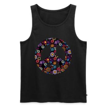 Hippie Festival Love Vintage Peace Sign - Débardeur bio Premium Homme - noir - Devant - Michal (187cm)