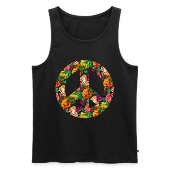 Hippie Festival Love Vintage Peace Sign - Débardeur bio Premium Homme - noir - Devant - Michal (187cm)