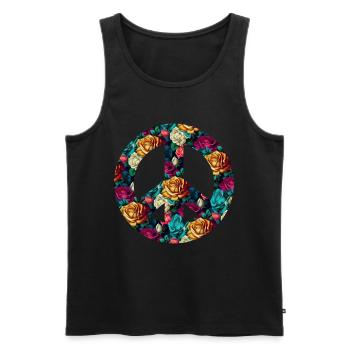 Hippie Festival Love Vintage Peace Sign - Débardeur bio Premium Homme - noir - Devant - Michal (187cm)