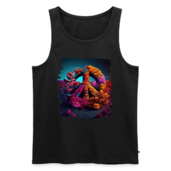 Hippie Festival Love Vintage Peace Sign - Débardeur bio Premium Homme - noir - Devant - Michal (187cm)